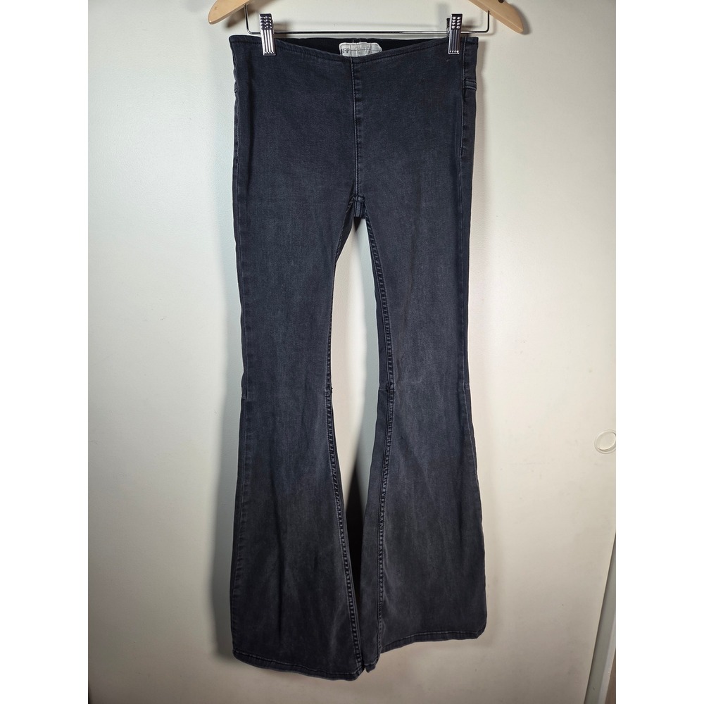 Free People Just Float On Flare Jeans Women 24R Black High Rise Bell Bottom Boho